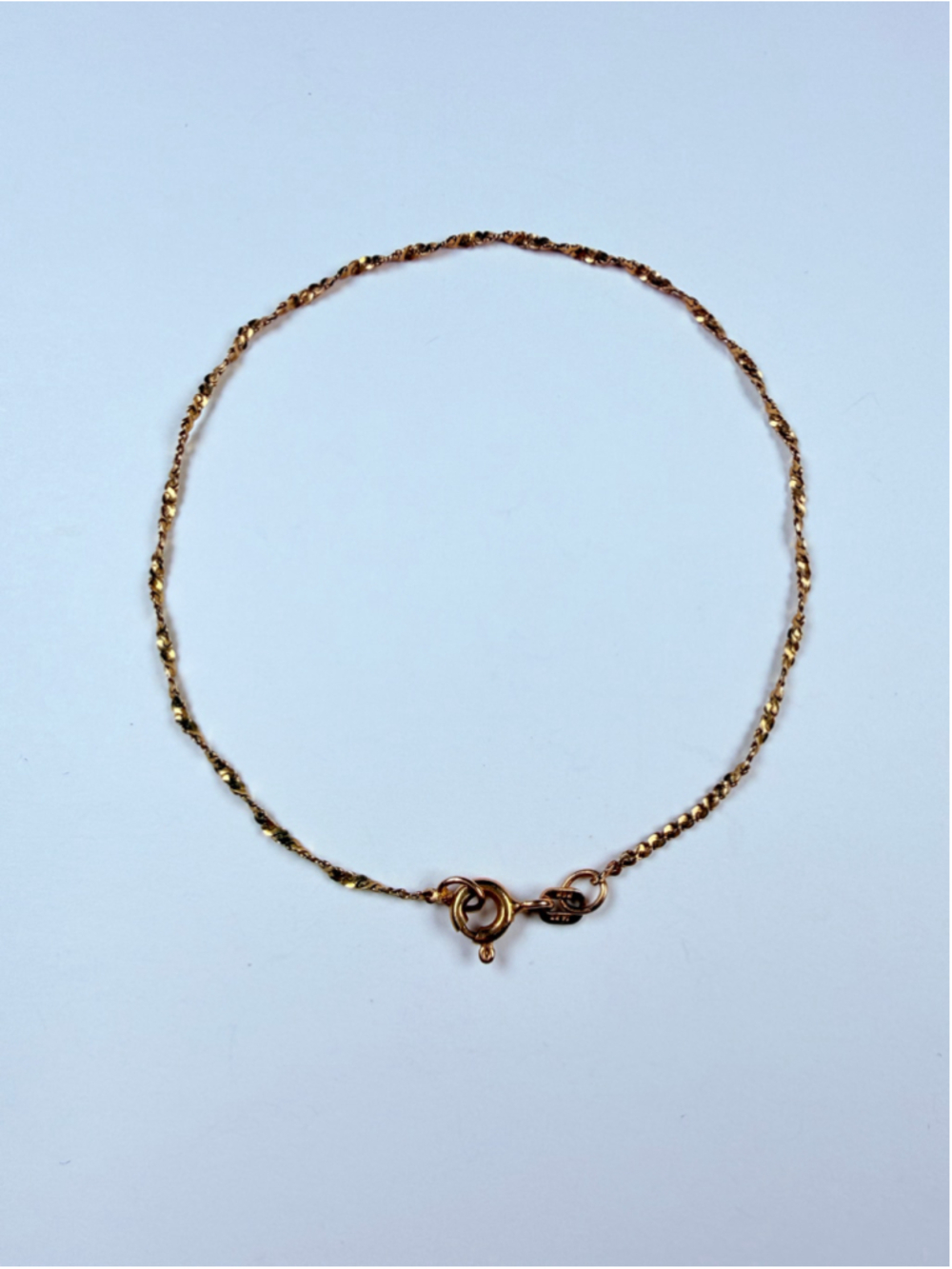14K Solid Yellow Gold Twisted Serpentine Link Chain Fine Bracelet 7.25"